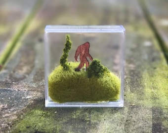 Miniature Terrarium , Bigfoot Sasquatch Woodland Mythical Terrarium Home Decoration
