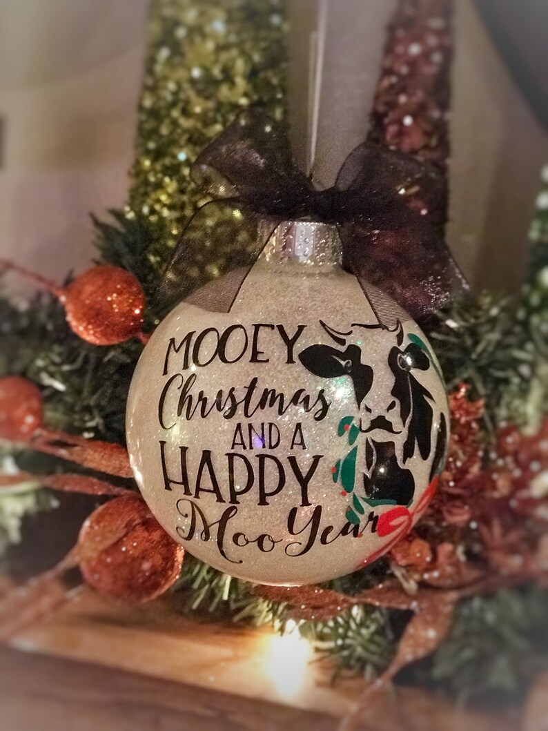 Funny Christmas Ornament / Cow Ornament / Merry Christmas