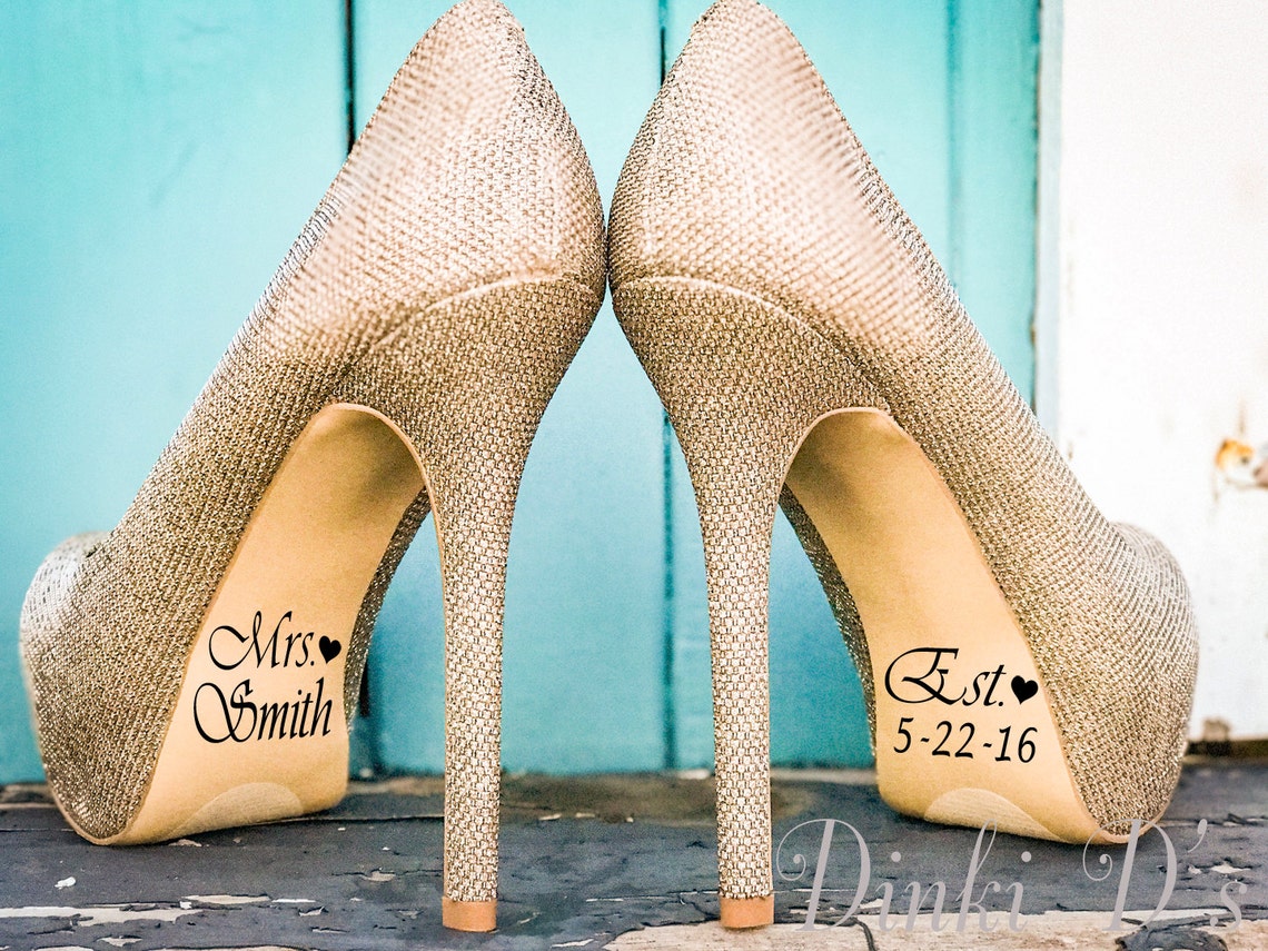 Name und Datum Hochzeit Schuh Aufkleber Braut und Bräutigam Etsy