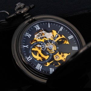 Mechanisch zakhorloge, bruidsjonkers huwelijkscadeau, gepersonaliseerd cadeau, jubileumcadeau, zwart horloge, bronzen horloge, zilveren horloge, gouden horloge