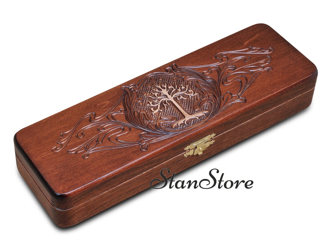 Wooden BOX for Tobacco Pipe With Tree Carved Case for Smoking Etsy