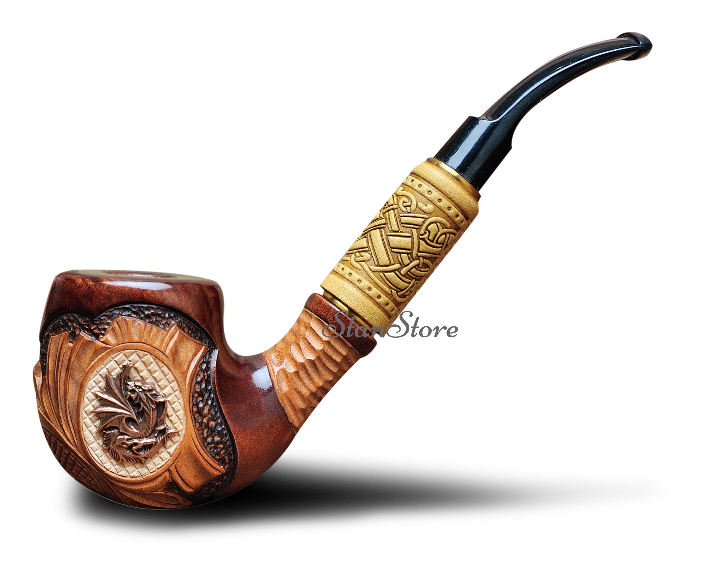 CARVED Smoking Pipe DRAGON Tobacco Pipe Wooden Pipe Wedding Etsy