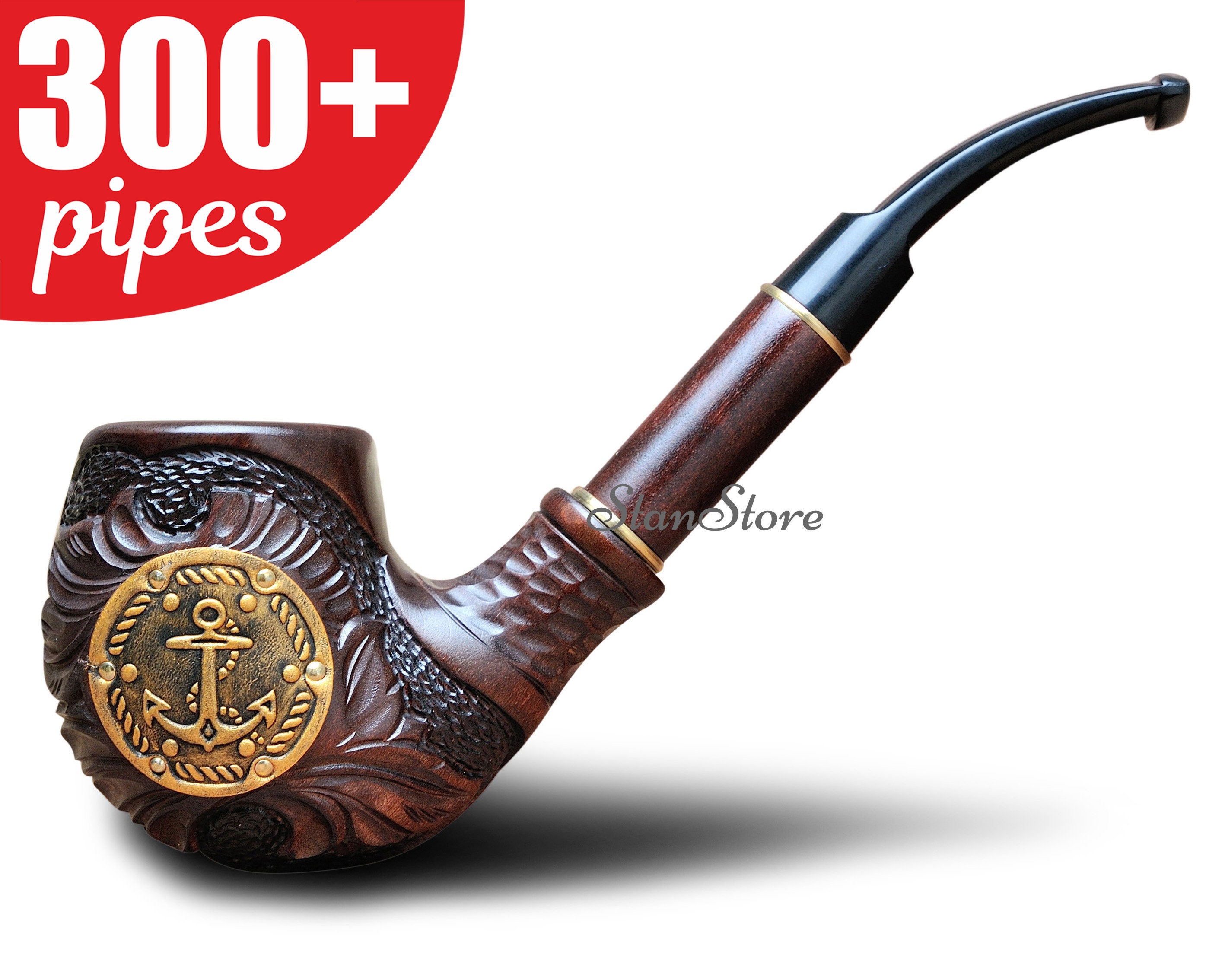 Sailor Smoking Pipe Tobacco Pipe Hand CARVED Leather Anchor Etsy