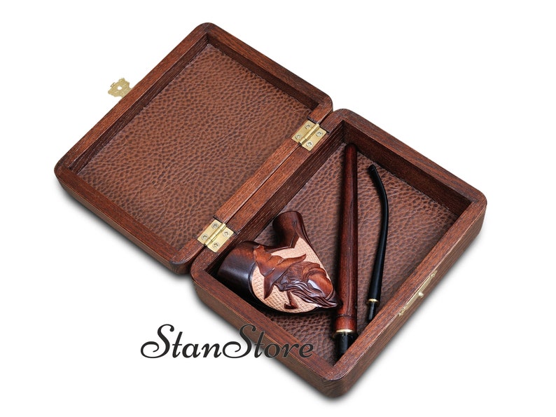 GIFT BOX for Tobacco pipe Tree Carved Wooden box Case for Etsy