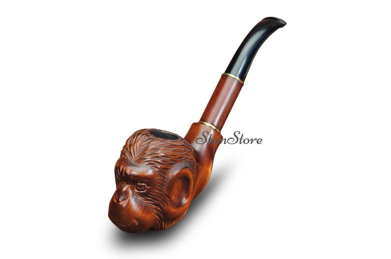MONKEY Hand Carved Smoking PIPE Wooden Pipe Tobacco Pipe Etsy