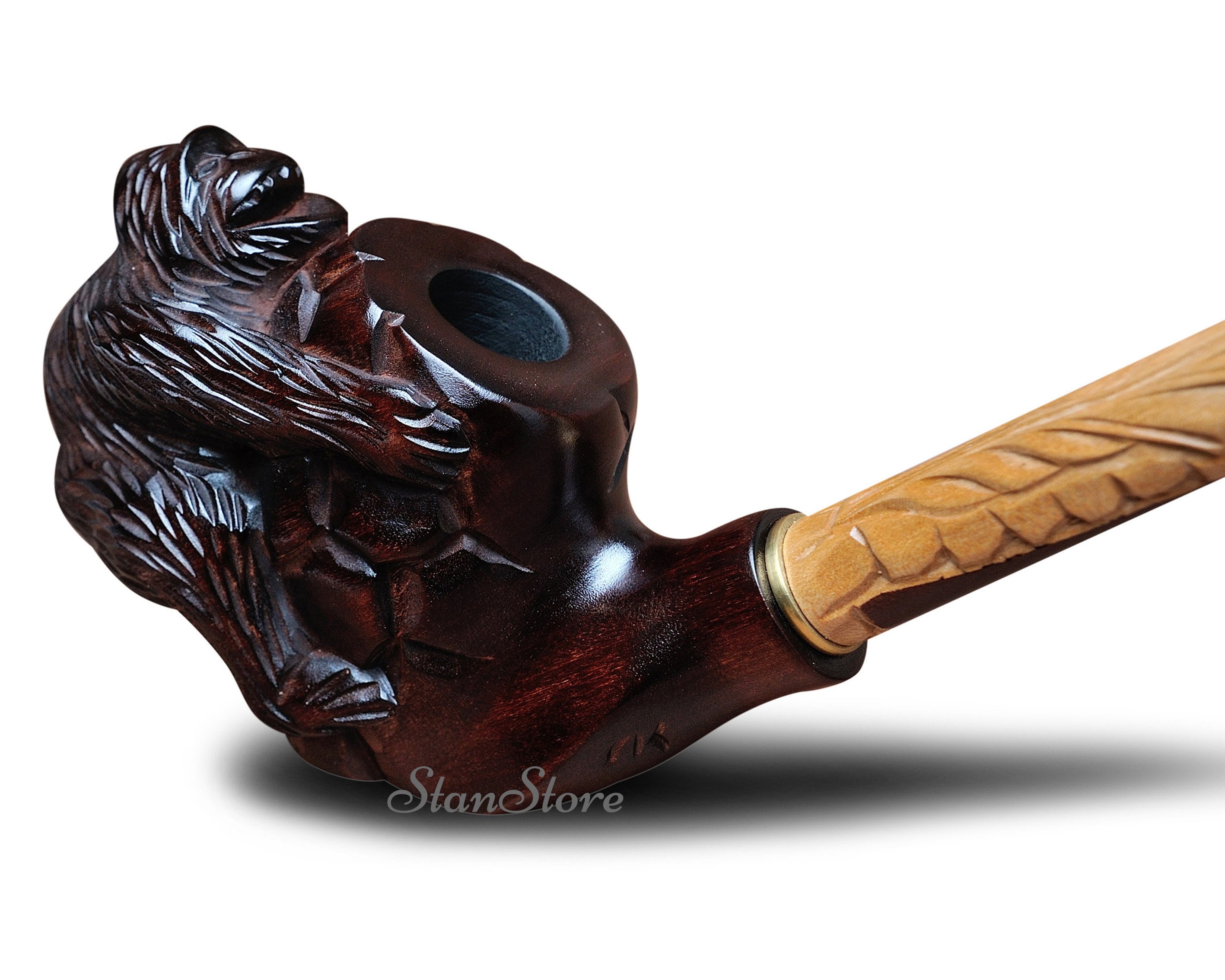 MONKEY Hand Carved Smoking Pipe 22 Wooden Pipe Tobacco Etsy