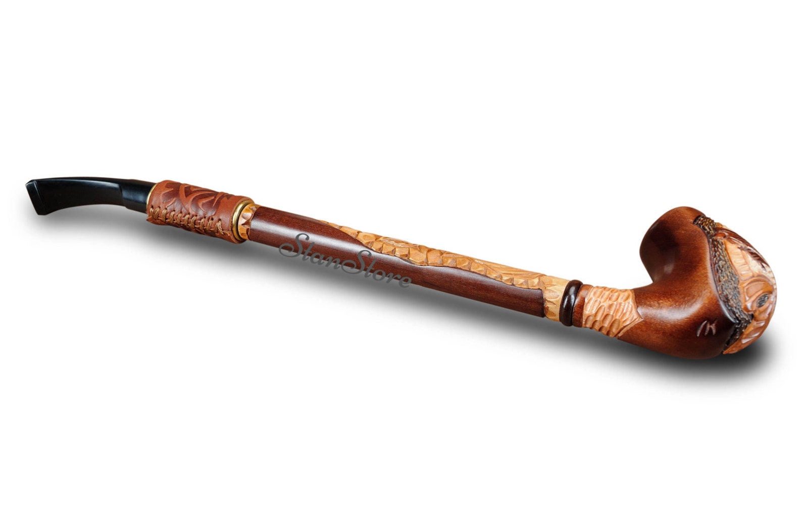 LONG STEM Smoking Pipe Tobacco Pipe Russian Eagle Wooden Pipe Etsy