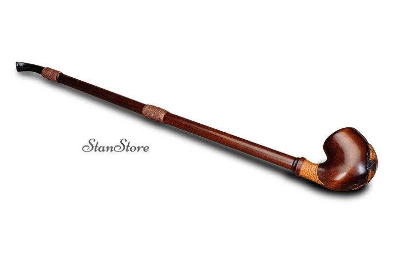 EXTRA LONG Stem Pipe Hand Carved Smoking Pipe Wooden Tobacco Etsy