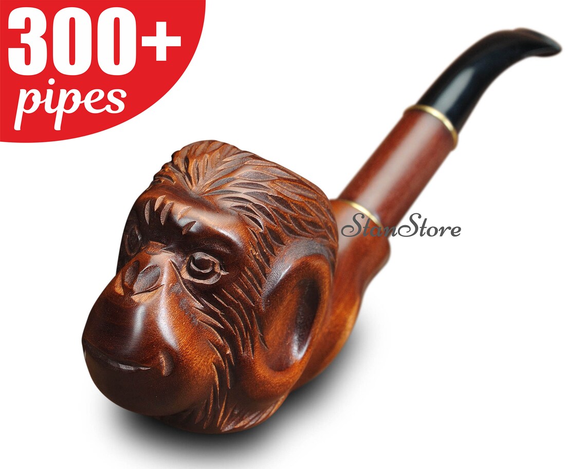 MONKEY Hand Carved Smoking PIPE Wooden Pipe Tobacco Pipe Etsy