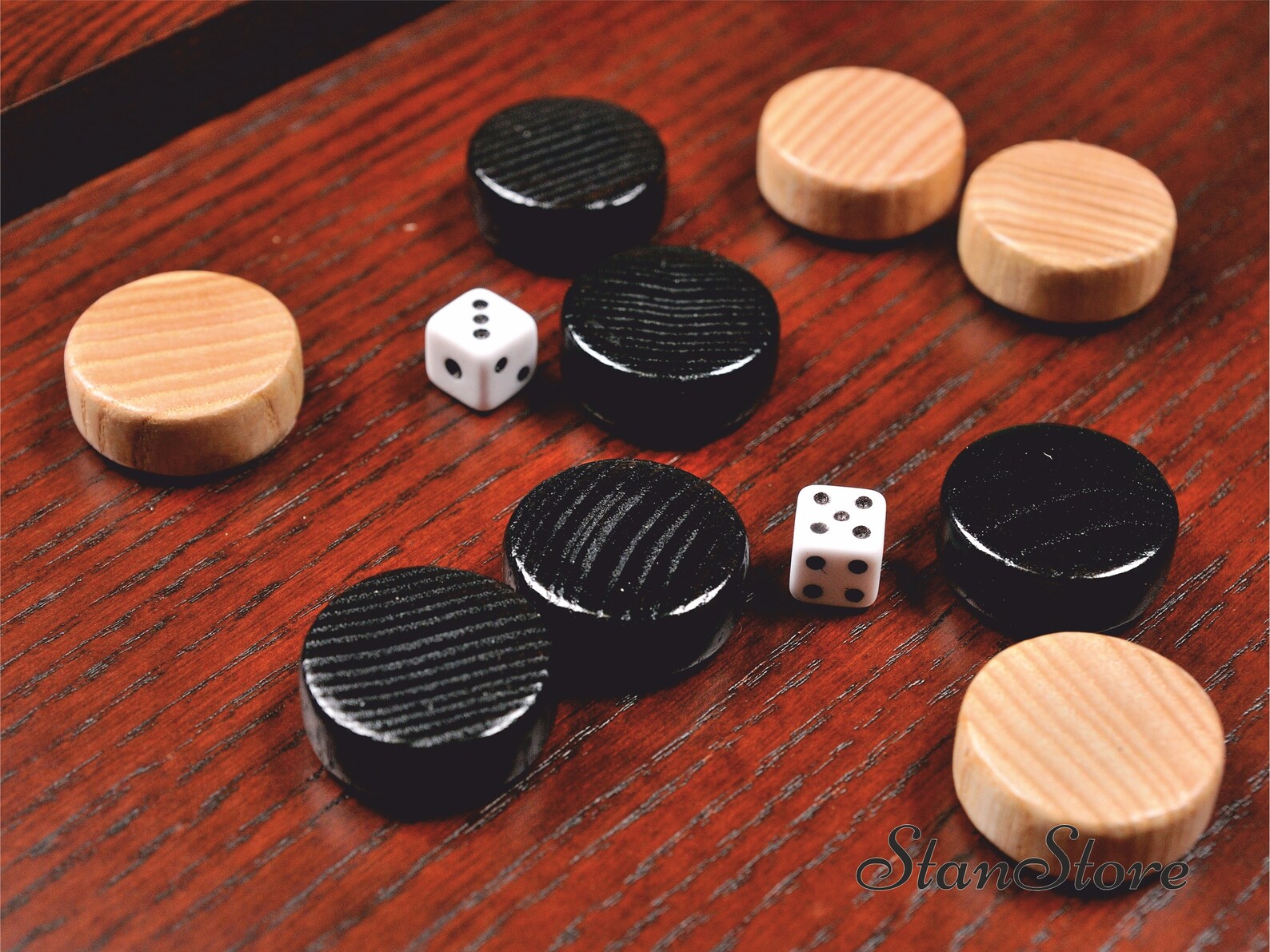 Backgammon Set with Stones Dice Personalized gift Wooden Etsy