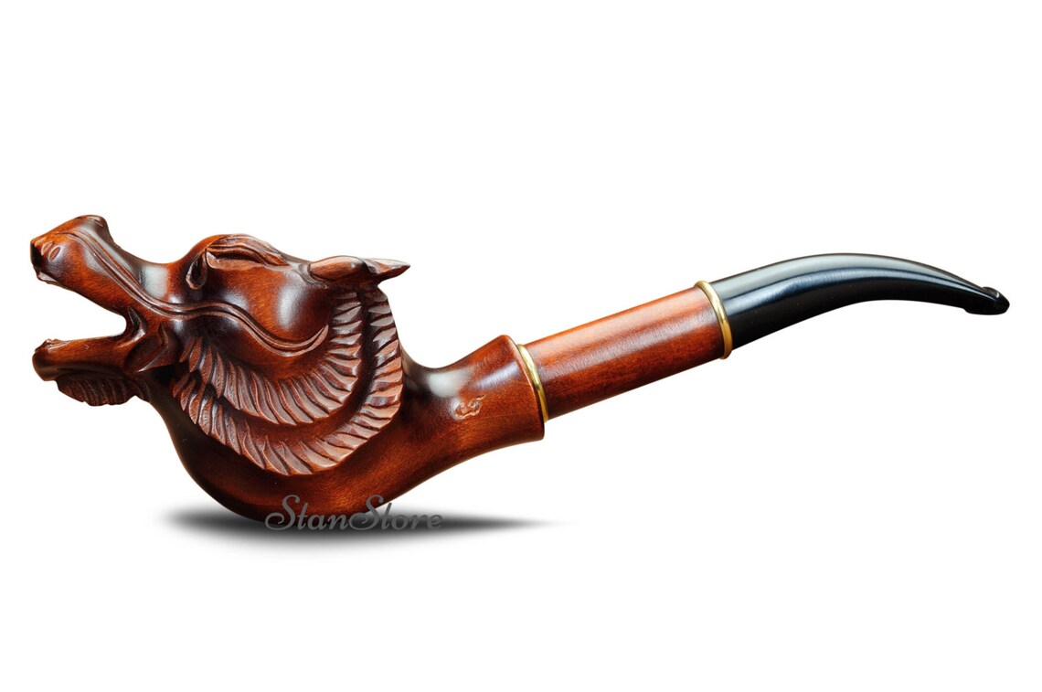 DRAGON Smoking PIPE Hand Carved Smoking Bowl Wooden Pipe Etsy