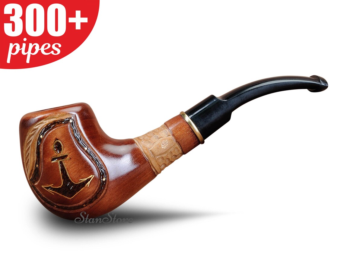 Hand Carved ANCHOR Smoking pipe Wooden Pipe Tobacco pipe Etsy