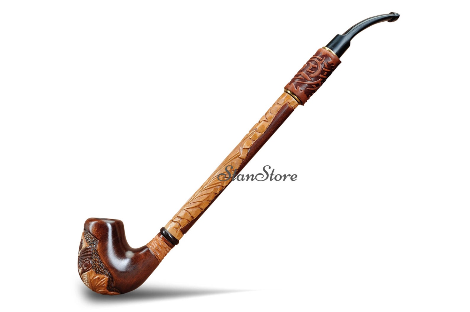 LONG STEM Smoking Pipe Tobacco Pipe Russian Eagle Wooden Pipe Etsy