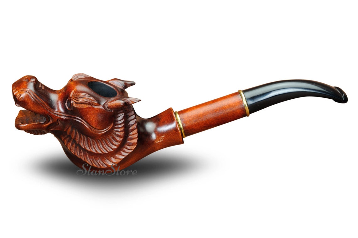 DRAGON Smoking PIPE Hand Carved Smoking Bowl Wooden Pipe Etsy