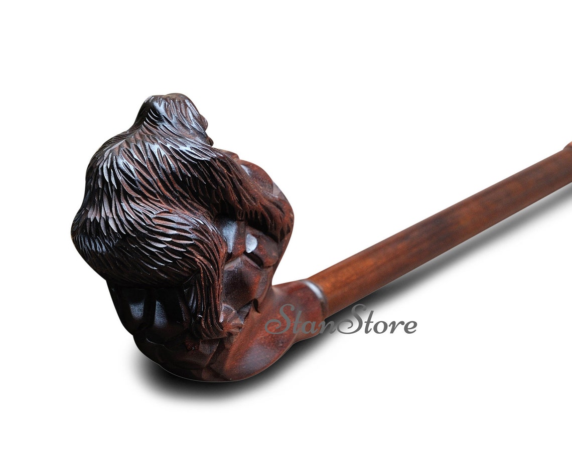 LONG Smoking Pipe Monkey Wooden Pipe Tobacco Pipe Long Stem Etsy