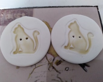 Two cat porcelain buttons