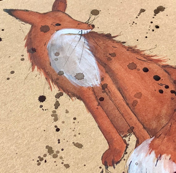 WILDLIFE HAND PAINTED CARD NATURE WILDLIFE ART FOX