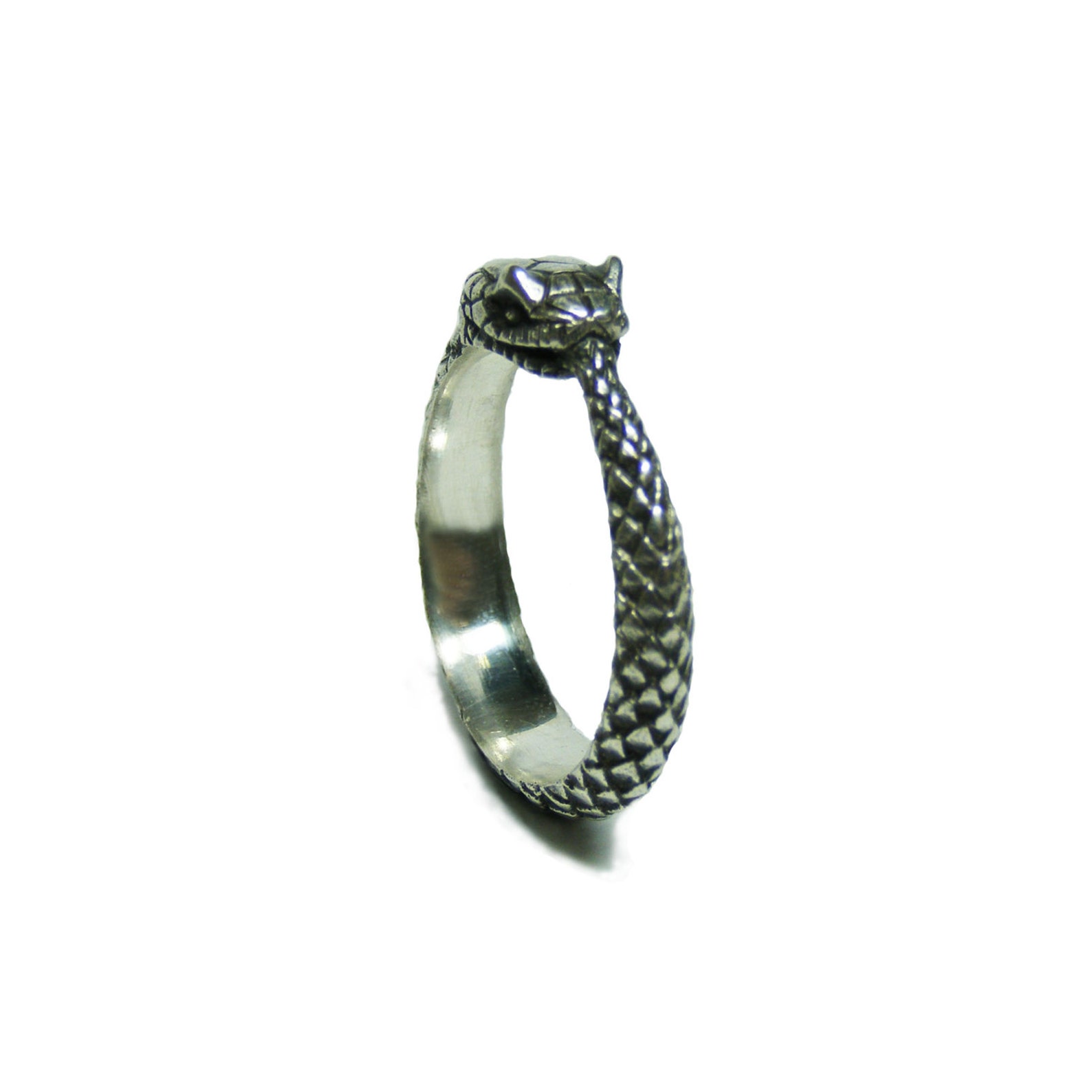 925 Sterling Silver Skull Ring With Zultanite – Ouroboros Snake Design Biker Jewelry
