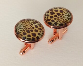 Unisex Rose Gold Animal Print Cufflinks - Choose Print