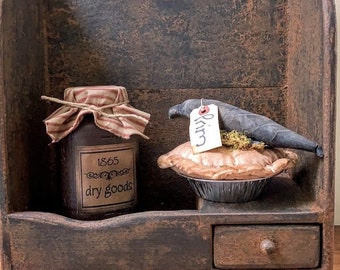 Primitive Wood Bowl//Plate//HOLDER Shelf w//drawer Country Farmhouse HANDMADE