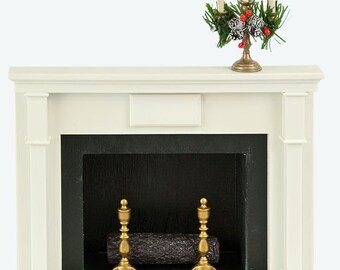 Byers Choice New Display Christmas Fireplace with Candelabra Greens 629A