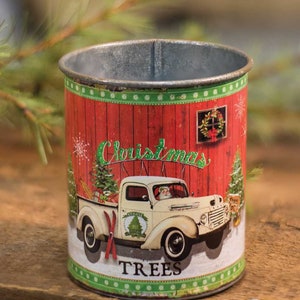 Primitive/ Country Holiday Christmas Vintage Tin Cans 4 Styles Primitive/ Country Holiday Christmas Vintage Tin Cans 4 Styles