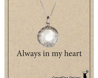 Sterling Silver Dainty Etched Round Locket Necklace | Simple Elegance, Romantic Gift, Mothers Day Gift, Valentines Day Jewelry,Silver Locket