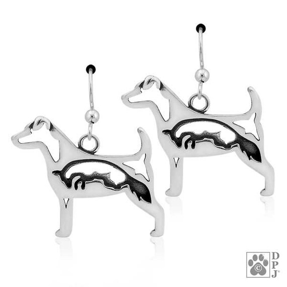 Sterling Silver Jack Russell Terrier Earrings With Fox In Body Etsy