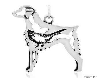 Sterling Silver Brittany Spaniel Pendant With Pheasant