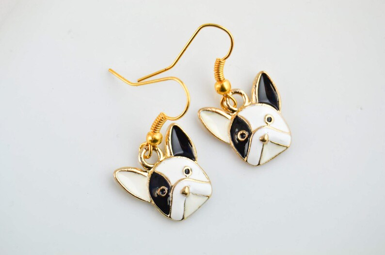 Boucles d'orelle tête de chen bulldog bcolores bjou - Etsy France