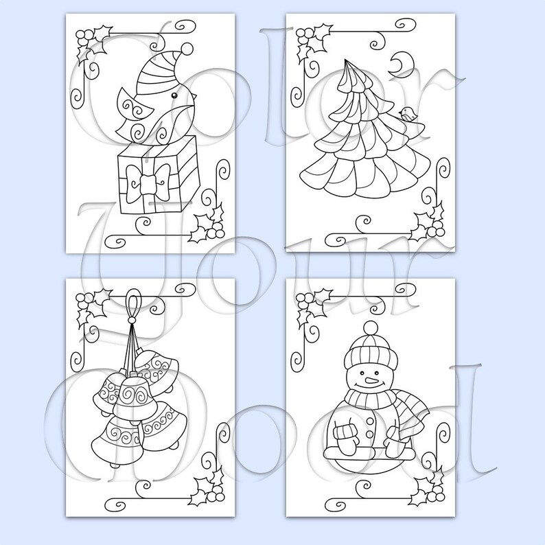 Christmas coloring pages for kids printable | Etsy