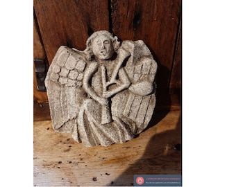 Angel with bagpipes church abbey hanging plaque