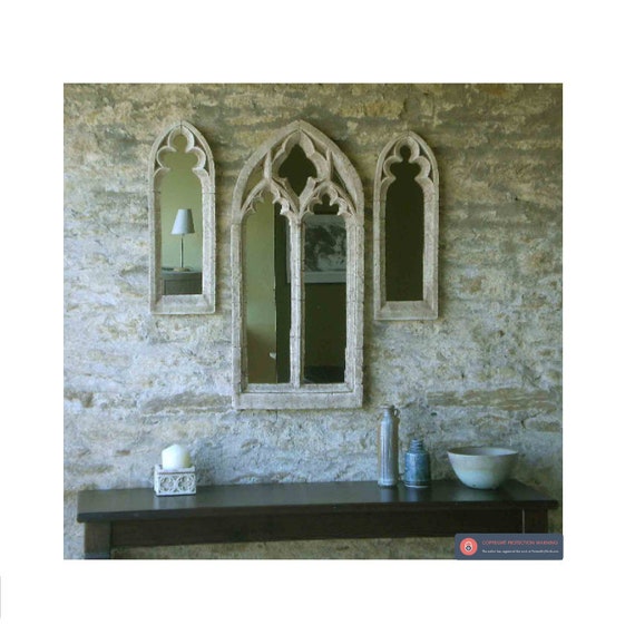 Set of three stunning stone gothic mirrors