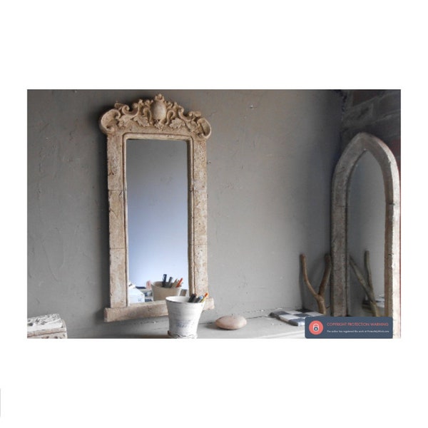 Pretty Art Nouveau Mallorca vintage stone mirror