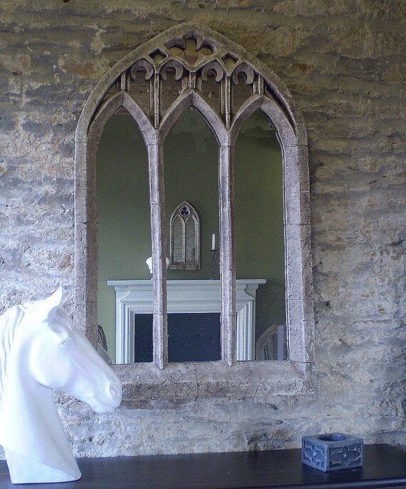 Gorgeous Stone Gothic Church Large Arch Window Mirror Gothic Church Large Arch Window Mirror