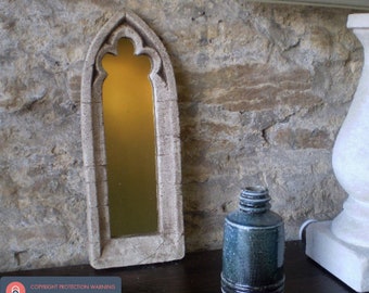 Pretty stone gothic trefoil small mirror