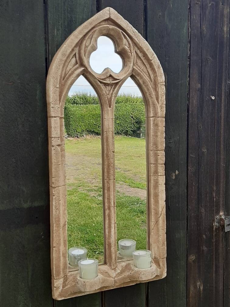 Large Double Arch gothic Sconce candle mirror