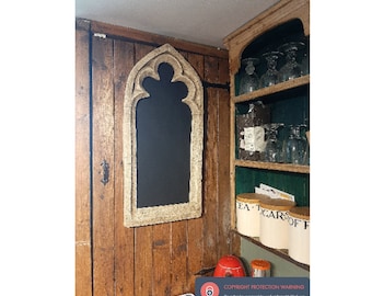 Gothic trefoil chalkboard kitchen