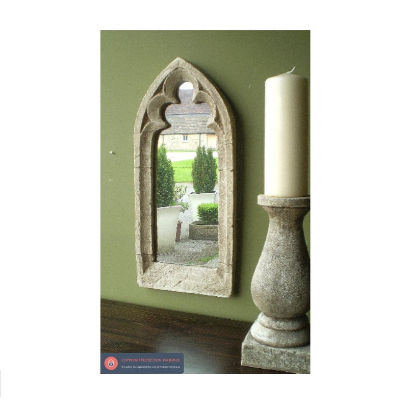 Wood Church Cathedral Window Frame Gothic Arched Faux Frame Wall Decor 52"Lx28"W