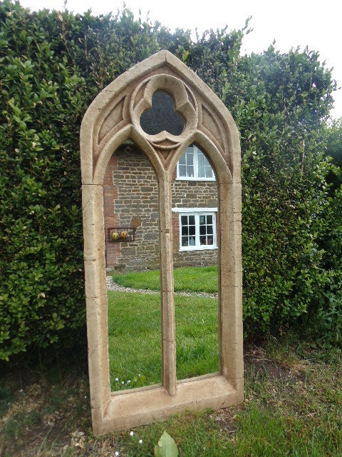 Large double light gothic garden arch mirror