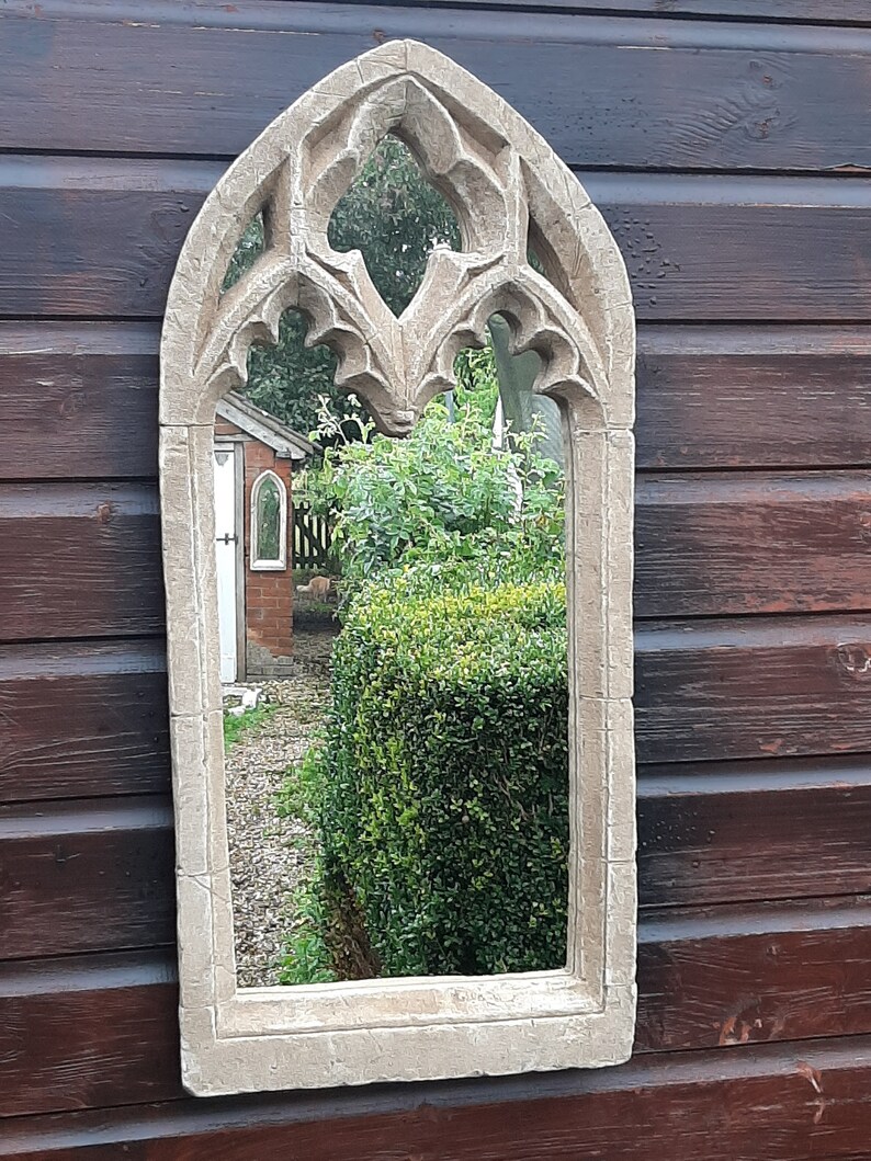 Gothic Arch Stone Garden Mirror