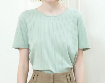 1990s Mint Green Tunic Top 100/% Polyester Karen Wong Medium 90s Retro Hipster Cheongsam Blouse