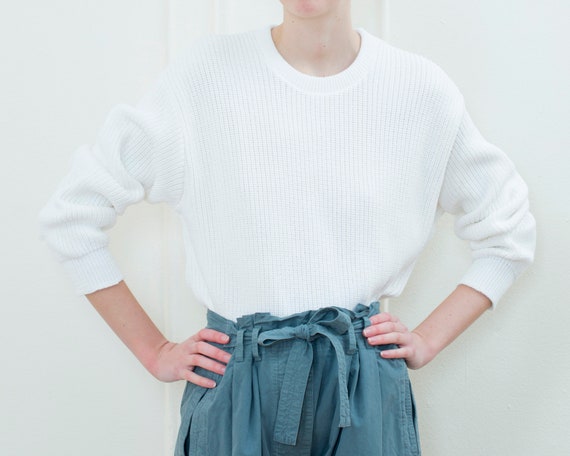 90s white sweater | cotton crewneck sweater - image 7