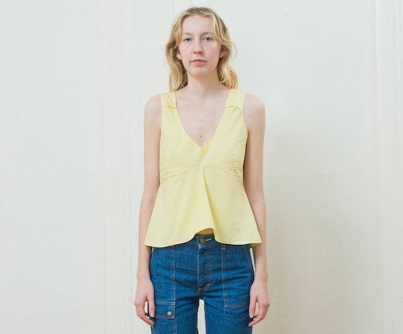 yellow marni blouse small | 90s yellow cotton pepl