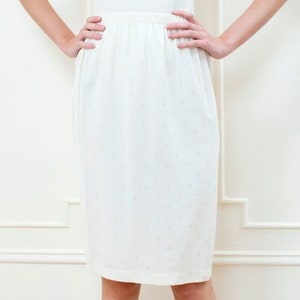 70s ivory midi skirt small off white elastic waist pencil skirt image 2