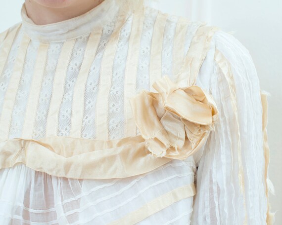edwardian cream ivory blouse xxs xs | rare antiqu… - image 8