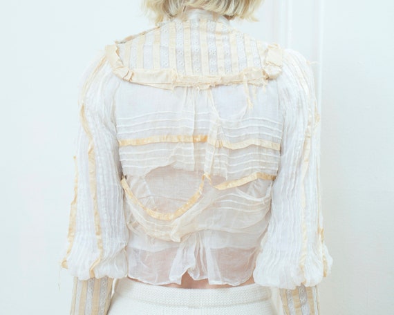 edwardian cream ivory blouse xxs xs | rare antiqu… - image 7