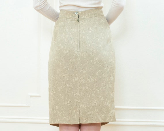 80s sage green floral pencil skirt small | 27 wai… - image 4