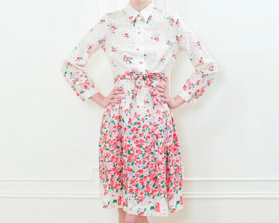 70s pink floral lanvin midi dress medium | flower… - image 3