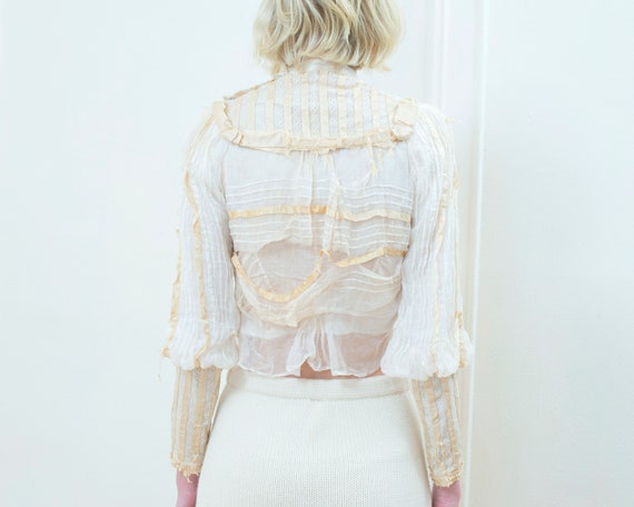 edwardian cream ivory blouse xxs xs | rare antiqu… - image 5